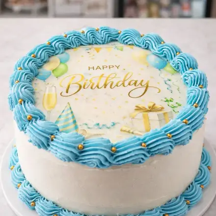 Blue birthday cake