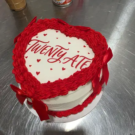 Red heart-shaped cake