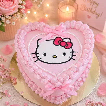 Hello Kitty heart cake