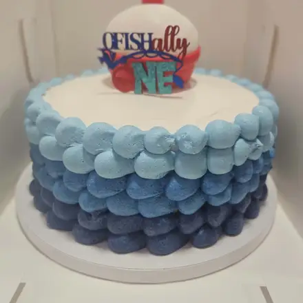 Blue ombre fishing cake