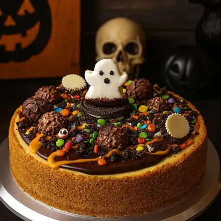 Halloween cake with a ghost topper